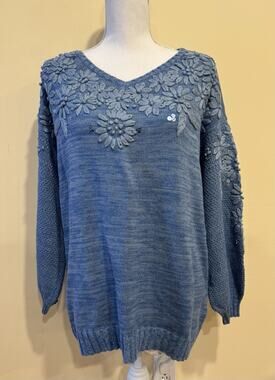 Soft Surroundings Palenque Sweater in Chambray Blue Size Medium (10/12) - NWT